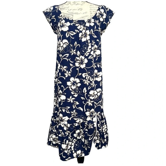 Vintage Hilo Hattie Hawaiian Midi Dress Sz Large Hawaiian Tiki - Picture 7 of 7